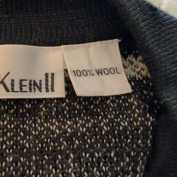 Anne Klein II women's vintage black and white striped wool knit cardigan sweater - Picture 4 of 5